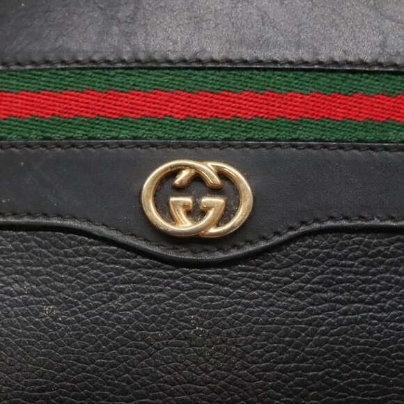 GUCCI Web Sherry Line Shoulder Bag Leather Black - Picture 11 of 16